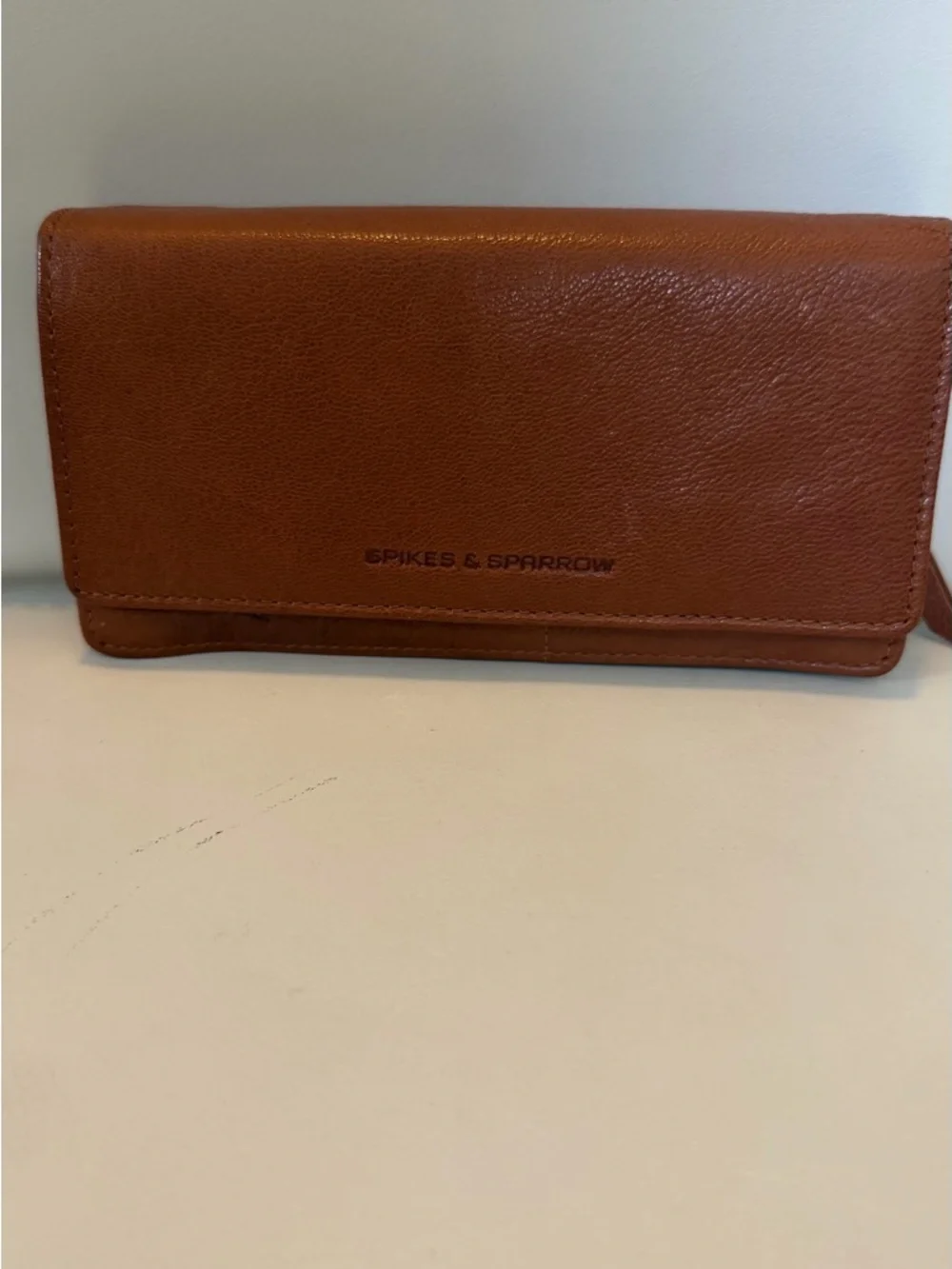 SPIKES & SPARROW Cognac Brown Leather Snap Wallet - Picture 1 of 6
